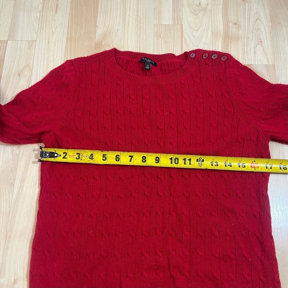 Talbots Womens Lambswool Blend Cable Knitted Button Sweater Size‎ LargeP - Picture 3 of 5